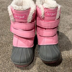 Cat & Jack Sherpa Lined Snow Boots Pink Gray